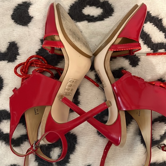 GX Gwen Stefani Y2K Streetwear Chiyo heels RED Lace up Ankle Wrap Stilettos 9 - Picture 9 of 9